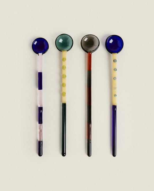 PAQUETE DE CUCHARAS DE POSTRE DE VIDRIO DE BOROSILICATO (PAQUETE DE 4)