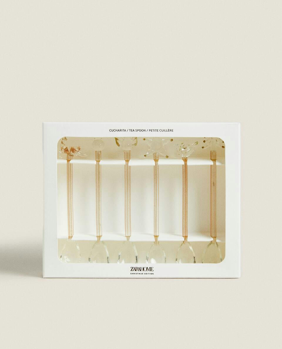 CHRISTMAS GLASS DESSERT SPOON CHARMS (PACK OF 6)