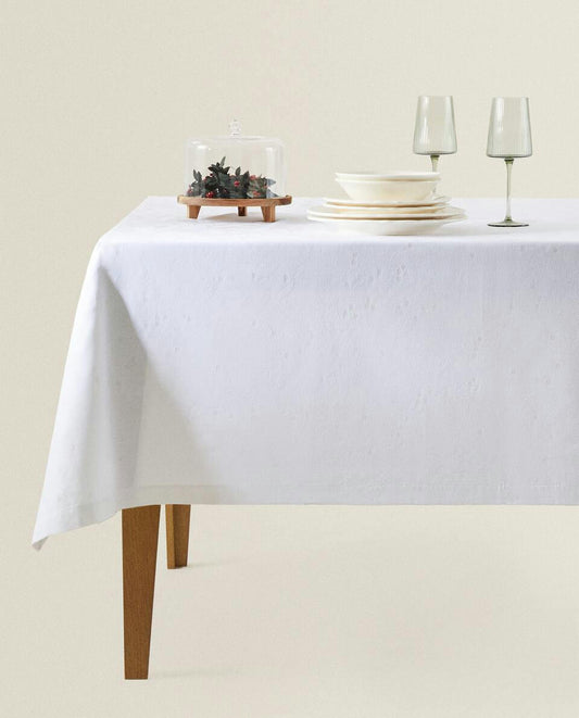 MANTEL JACQUARD FLORAL BRILLANTE NAVIDEÑO