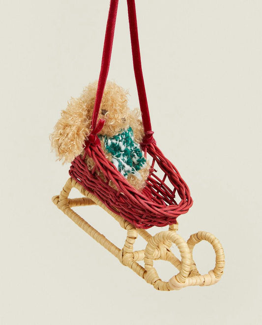 DECORACIÓN DE TRINEO NAVIDEÑO DE RATÁN