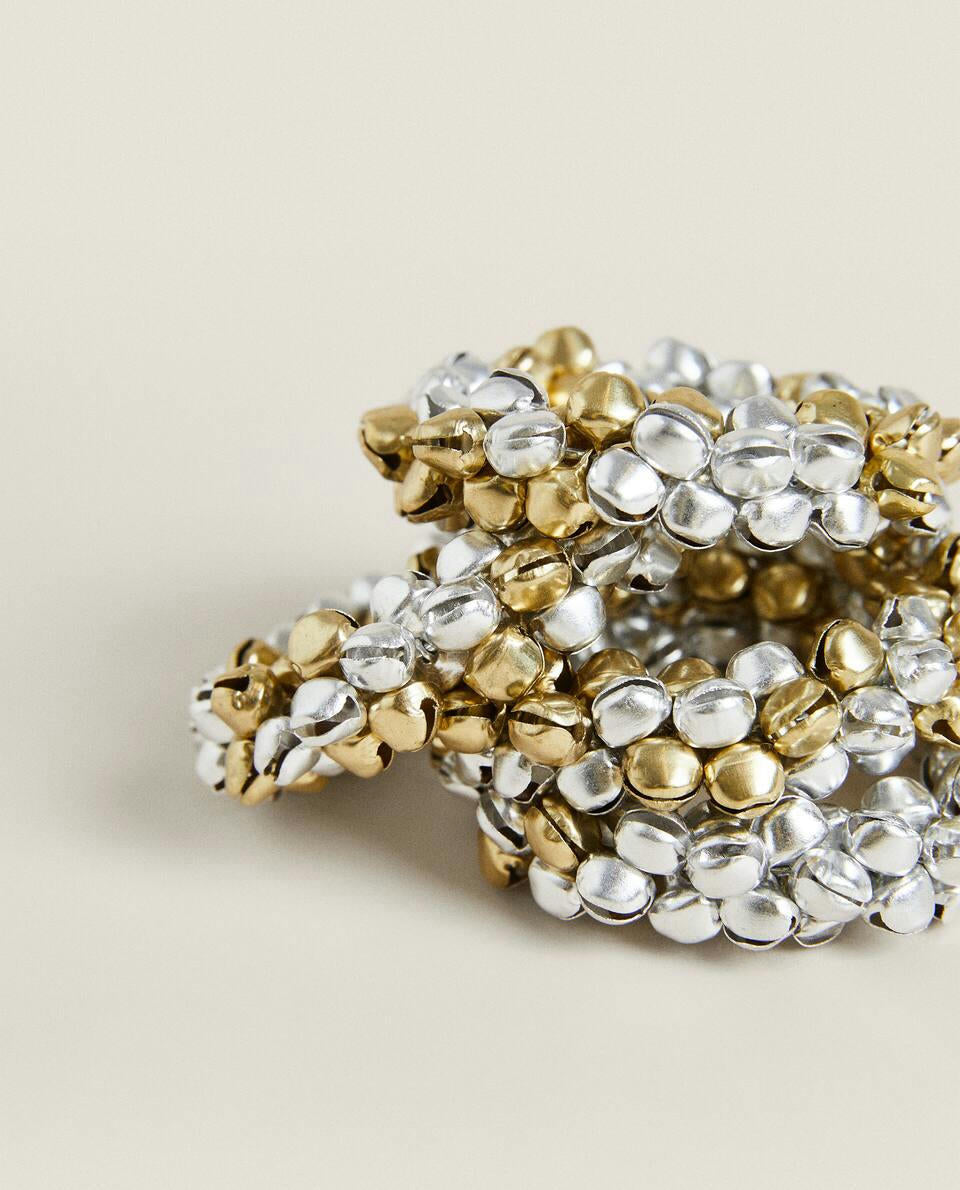 CONFEZIONE DI ANELLI PORTATOVAGLIOLI NATALIZI A FORMA DI CAMPANELLA (CONFEZIONE DA 4)