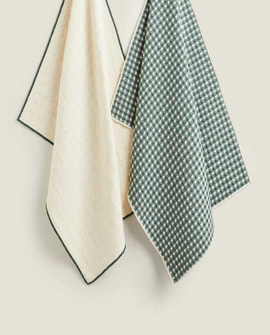 CONFEZIONE DI Strofinacci natalizi in cotone a nido d'ape (confezione da 2)