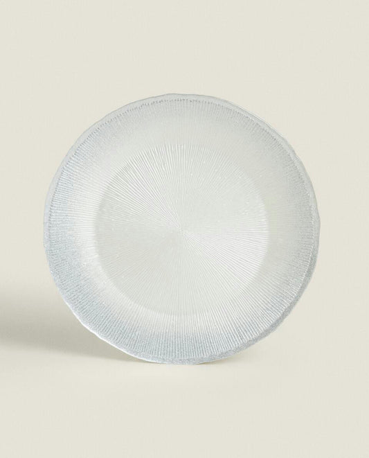 PLATO DE SERVICIO DE VIDRIO CON BRILLO NAVIDEÑO