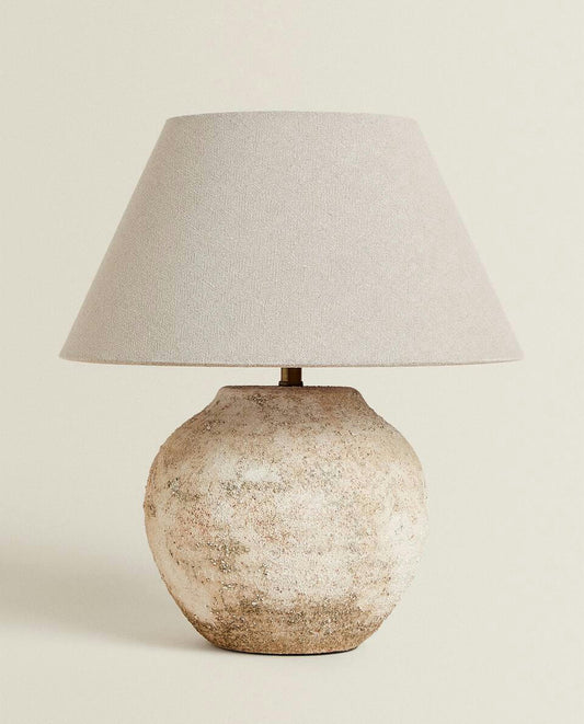 LAMPADA CON BASE IN CERAMICA INVECCHIATA