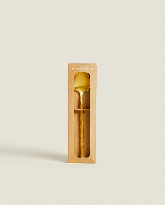 SCATOLA DA 4 CUCCHIAI DA DESSERT CON MANICO MARTELLATO