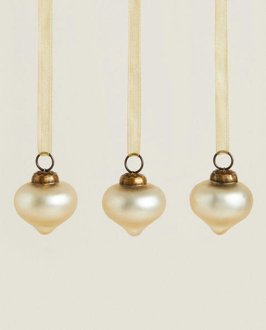 PAQUETE DE DECORACIONES NAVIDEÑAS CON GOTAS BRILLANTES (PAQUETE DE 3)