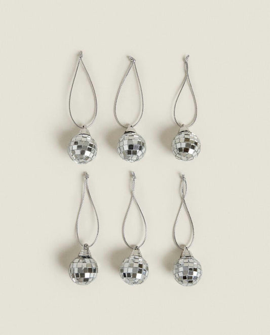 PAQUETE DE DECORACIONES NAVIDEÑAS DE BOLAS DE DISCO (PAQUETE DE 6)