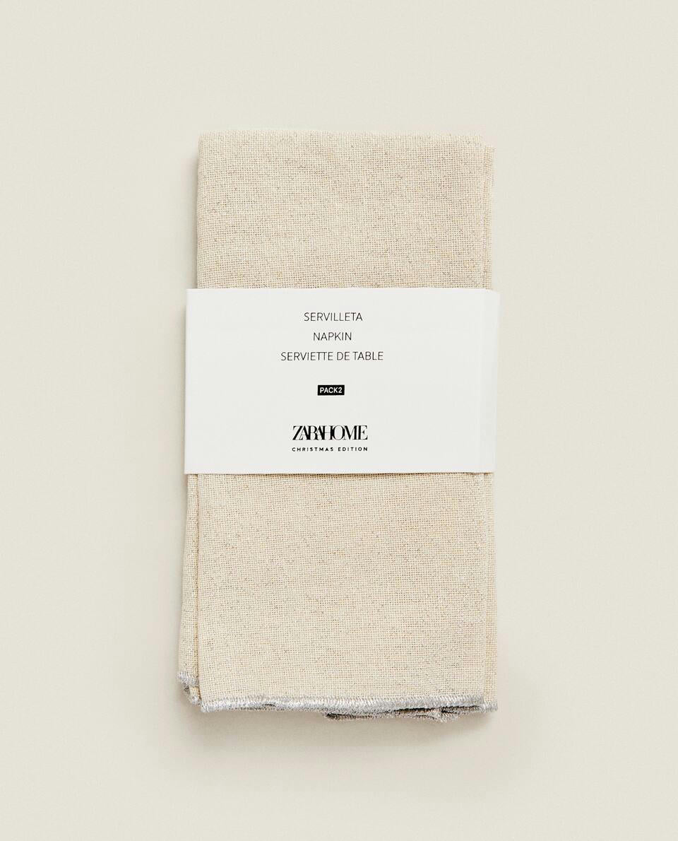 CONFEZIONE DI TOVAGLIOLI NATALIZI IN COTONE GLITTERATO (CONFEZIONE DA 2)