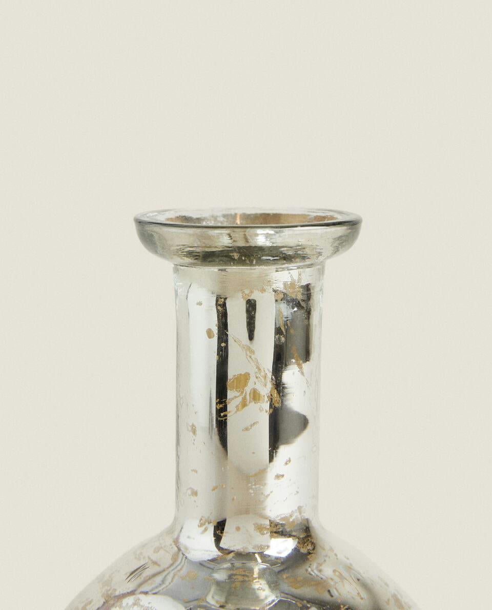 Jarrón navideño de vidrio mercurizado