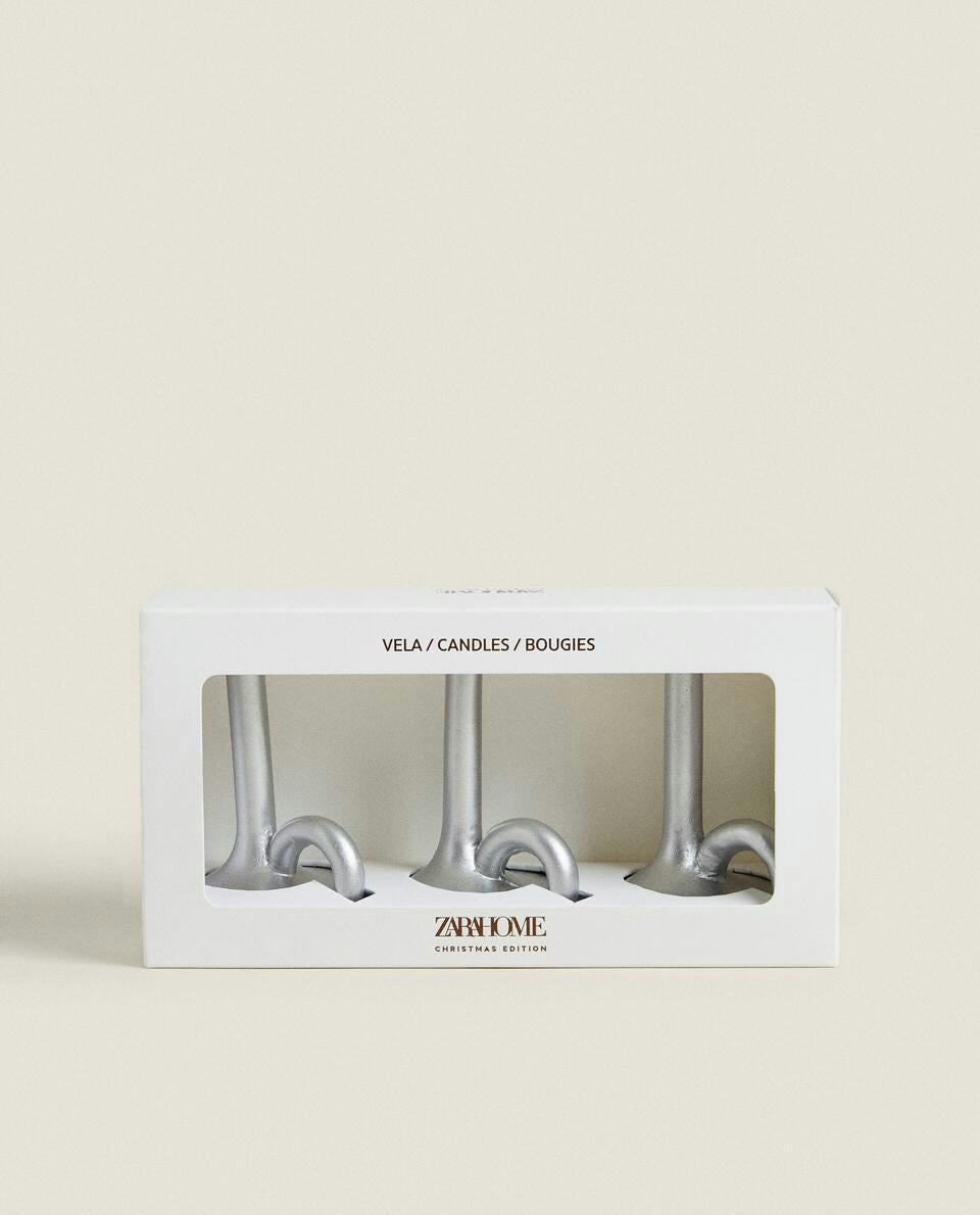 CONFEZIONE DI CANDELIERI CILINDRICI NATALIZI (CONFEZIONE DA 3)