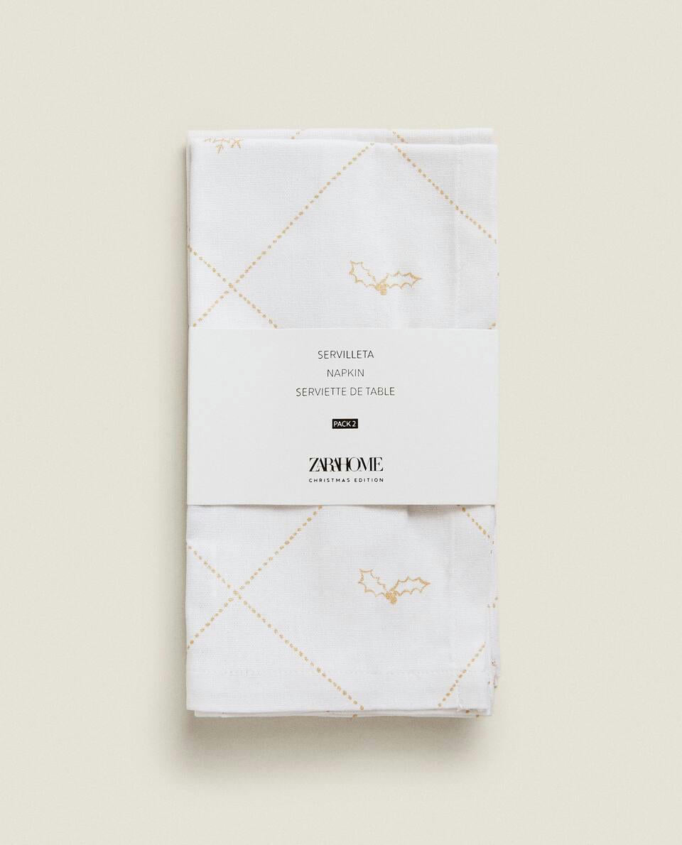 CONFEZIONE DI TOVAGLIOLI DI COTONE NATALIZI NEVE (CONFEZIONE DA 2)