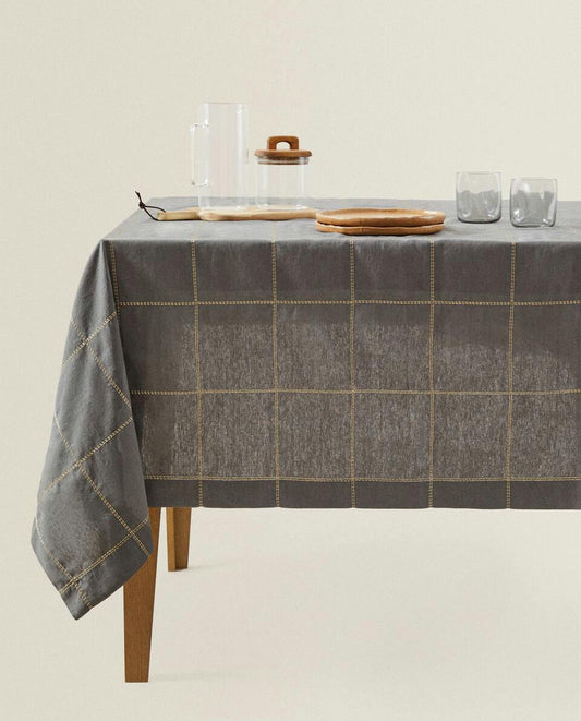 MANTEL DE LINO CON CADENA NAVIDEÑA