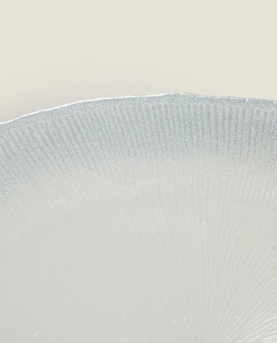 PLATO DE SERVICIO DE VIDRIO CON BRILLO NAVIDEÑO