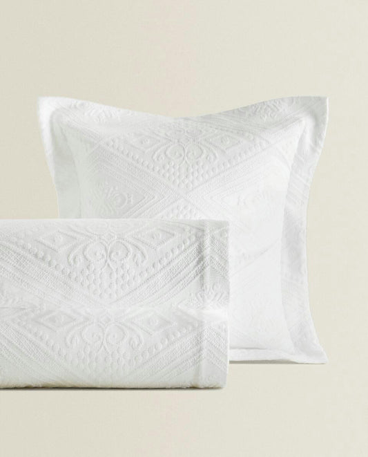 COPRILETTO IN COTONE CON DISEGNO GEOMETRICO