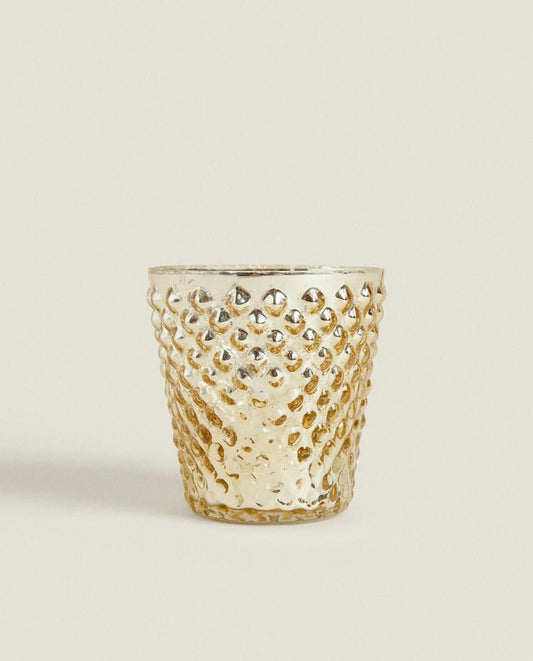 PORTAVELAS DE VIDRIO MERCURIZADO NAVIDEÑO