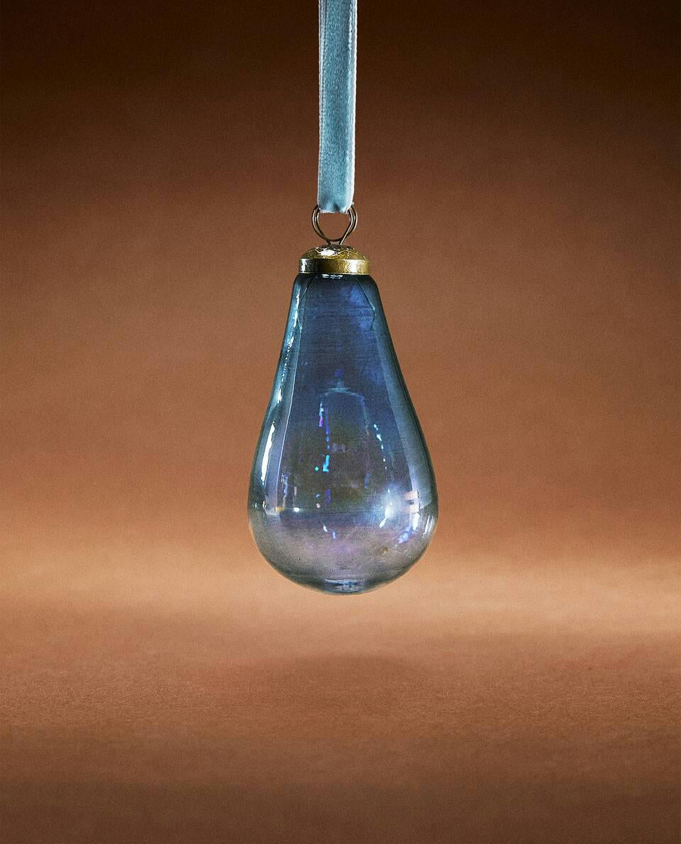 DECORACIÓN NAVIDEÑA DE PERA DE CRISTAL