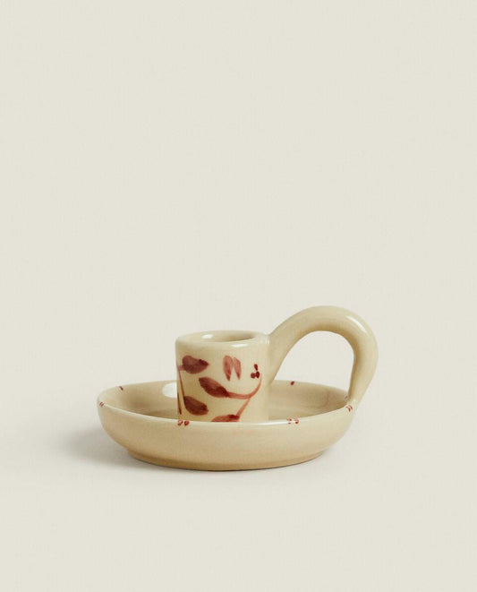 CANDELABRO NAVIDEÑO DE CERÁMICA PINTADA