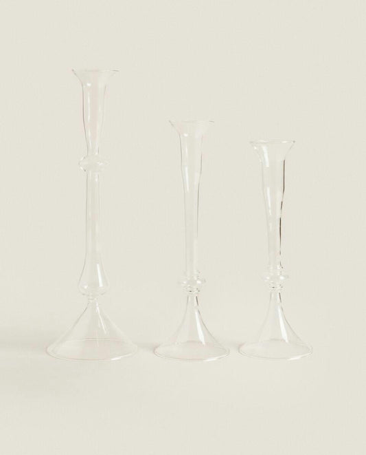 CANDELABRO IN VETRO CON DESIGN RILIEVO