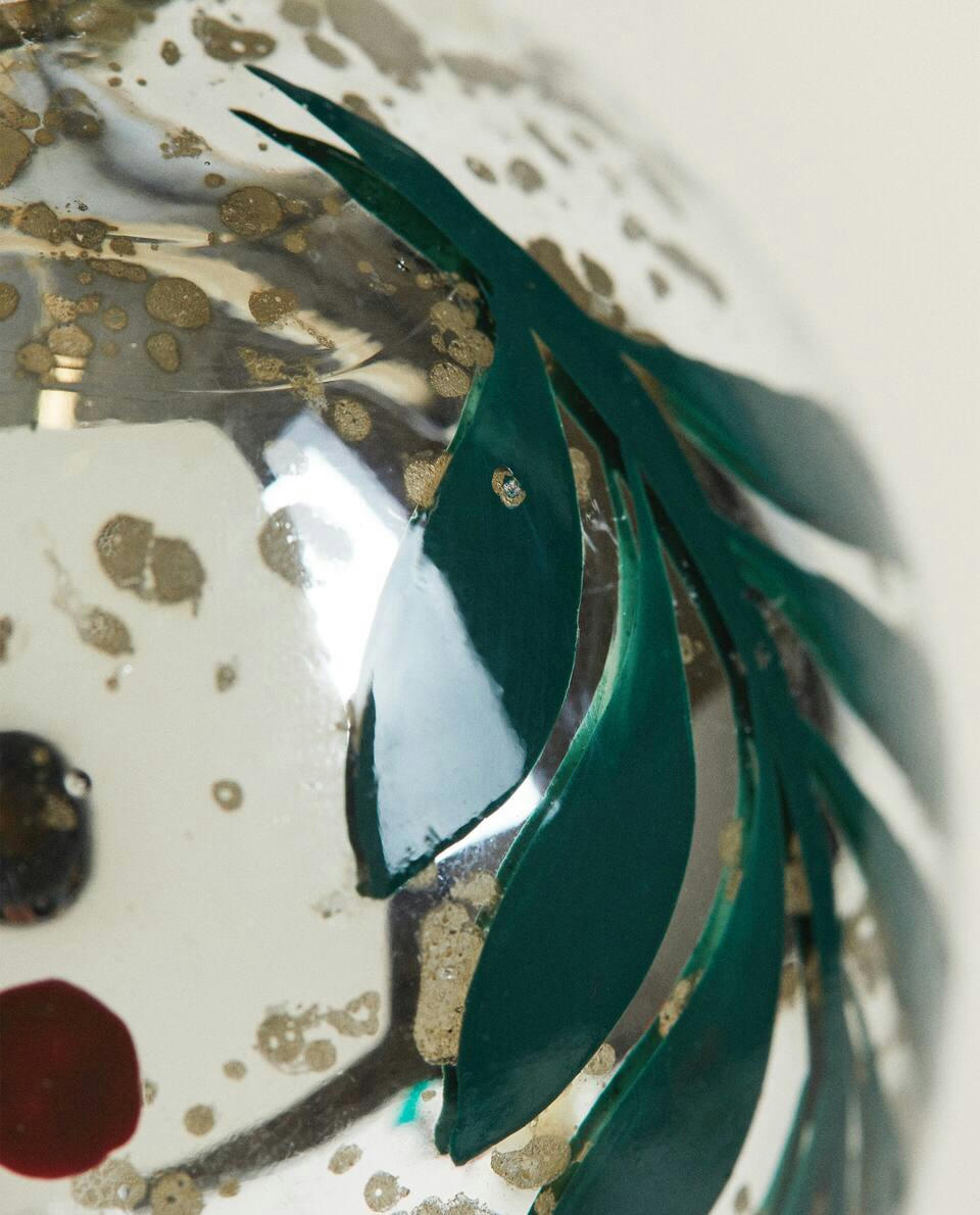 DECORAZIONE NATALIZIA CON FIORI IN VETRO MERCURIZZATO