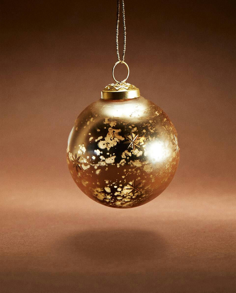 GLASS CHRISTMAS STARS BAUBLE DECORATION