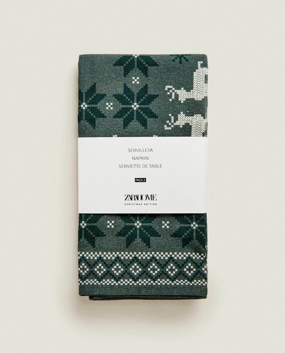 TOVAGLIOLI DI COTONE A PUNTO CROCE NATALIZI (CONFEZIONE DA 2)