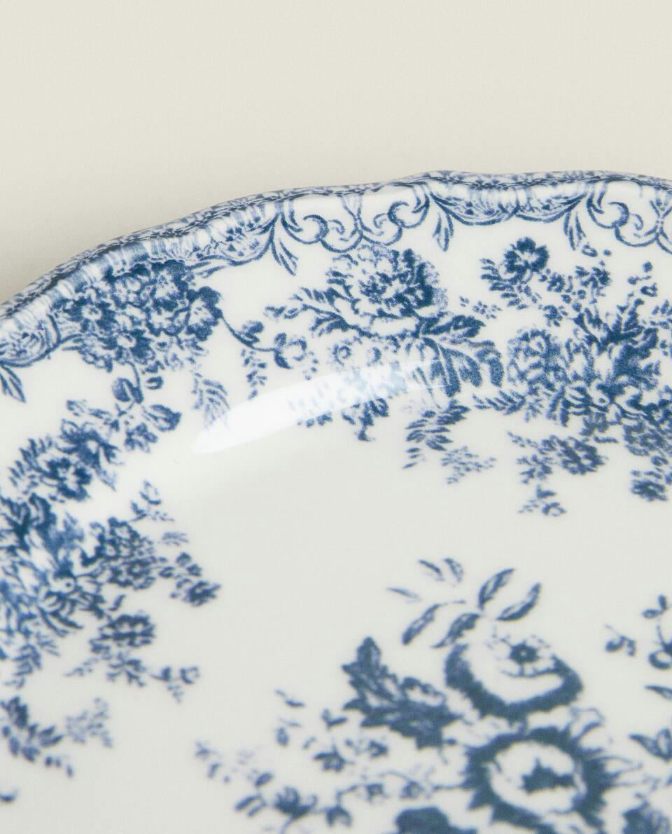 PLATO DE POSTRE DE LOZA FLORAL