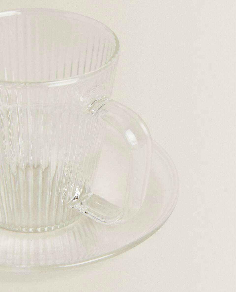 BOROSILICATE GLASS COFFEE CUP AND SAUCER