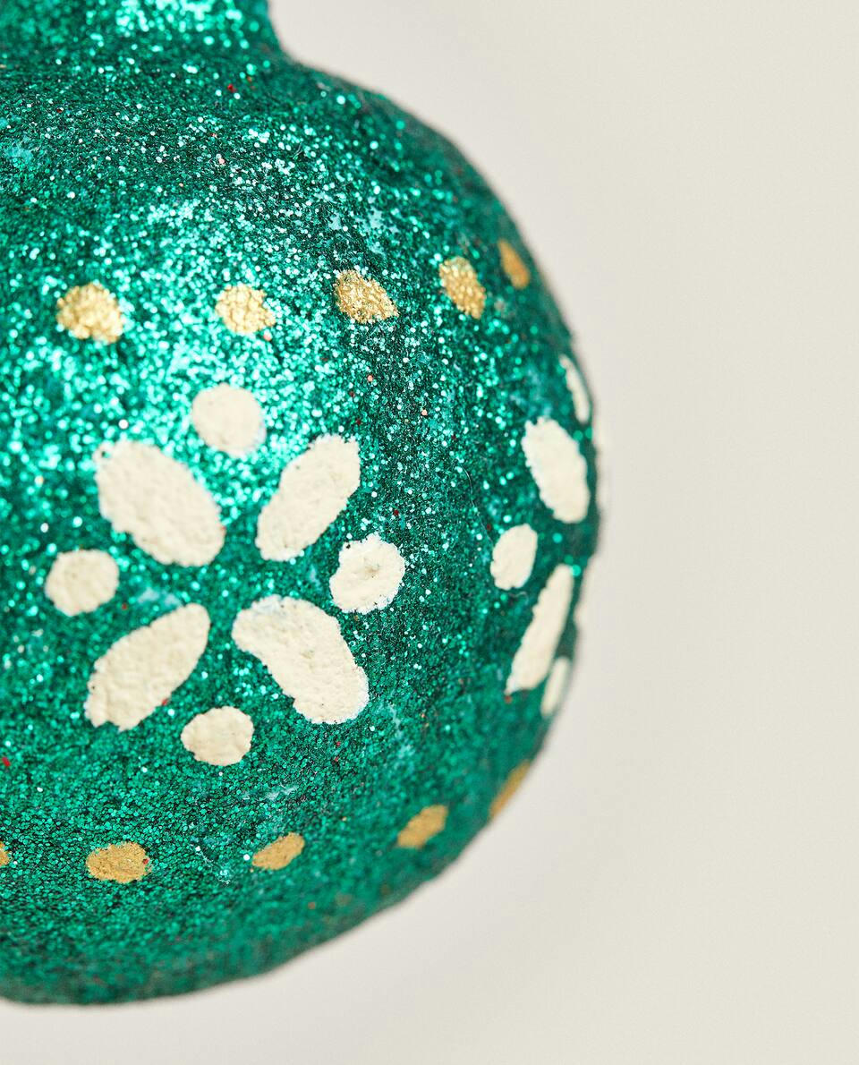 CONFEZIONE DI DECORAZIONI NATALIZIE CON PALLINE GLITTERATE (CONFEZIONE DA 2) 