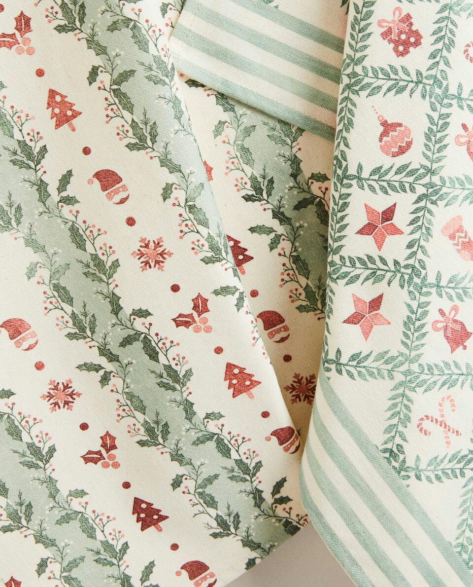 CONFEZIONE DI Strofinacci natalizi in cotone (confezione da 2) 