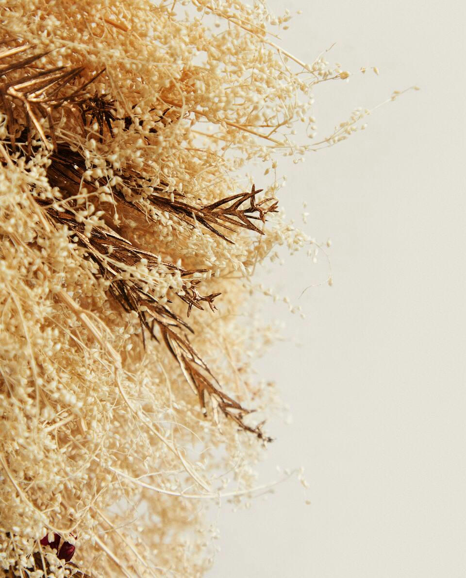 CORONA NATALIZIA DECORATIVA CON FOGLIE SECCHE 