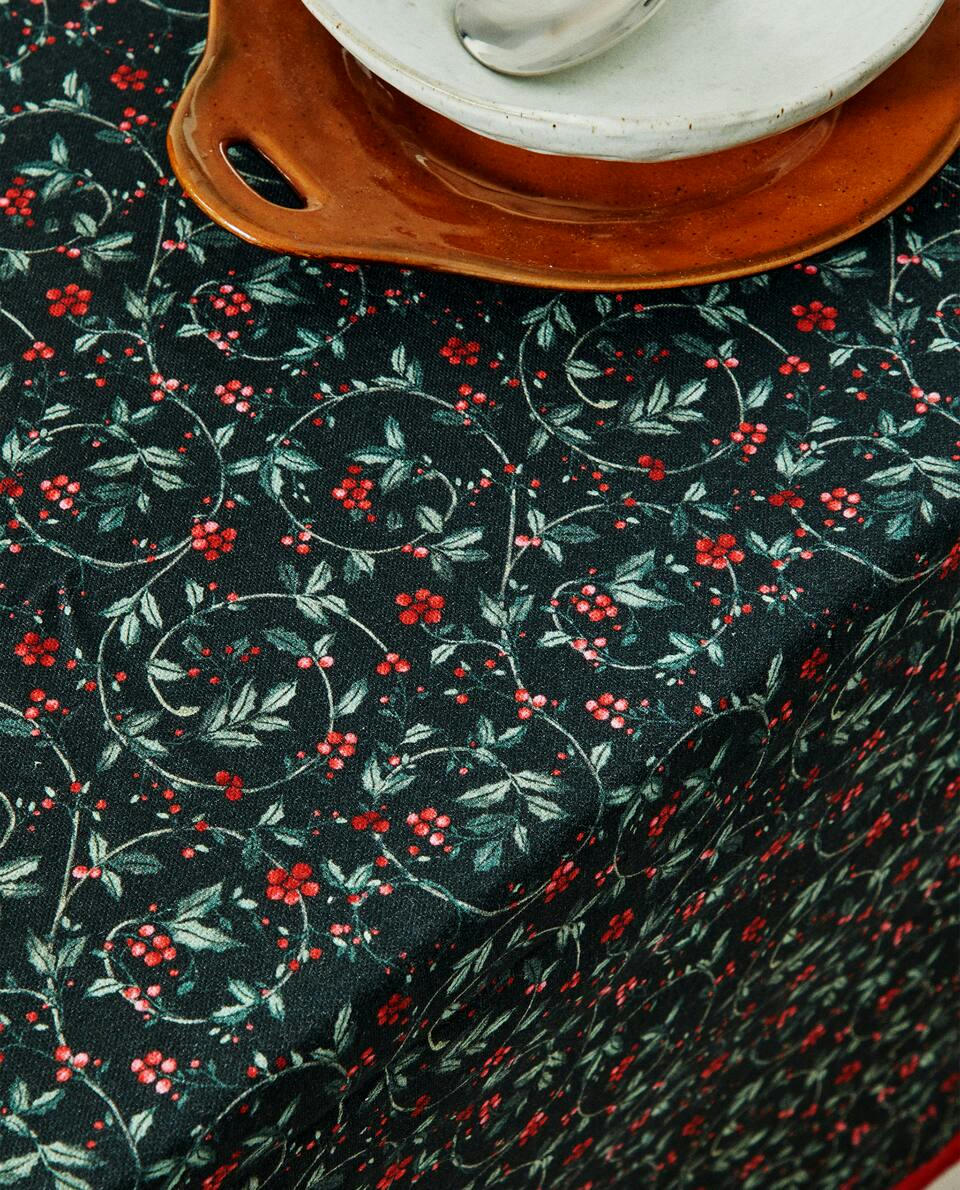 MANTEL DE ALGODÓN CON VID NAVIDEÑA 