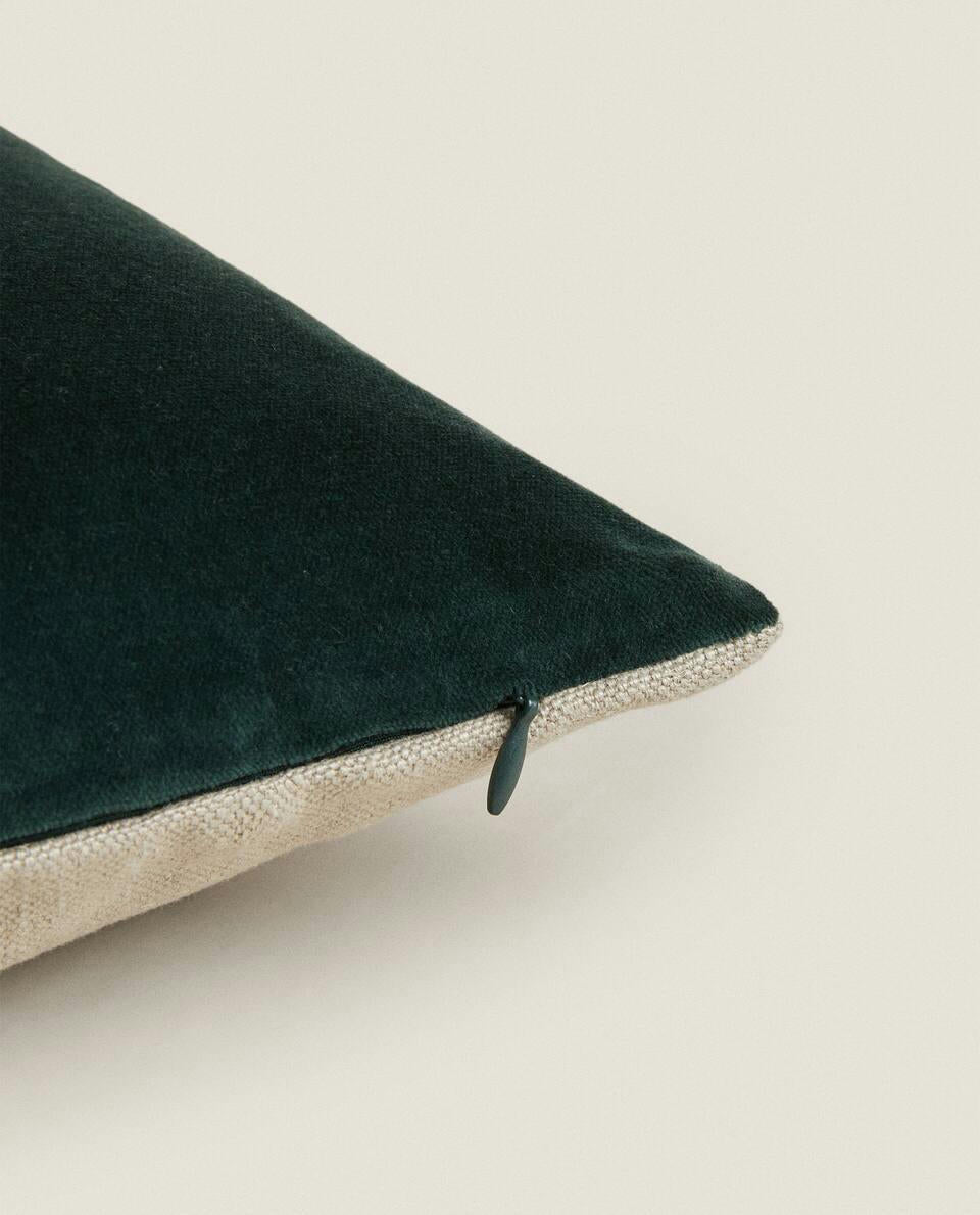 FUNDA DE COJÍN DE LINO Y TERCIOPELO 