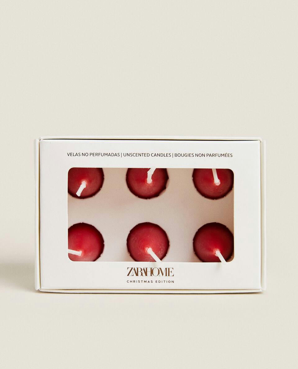 CONFEZIONE DI CANDELE DECORATIVE A CONO NATALIZIO (CONFEZIONE DA 6) 