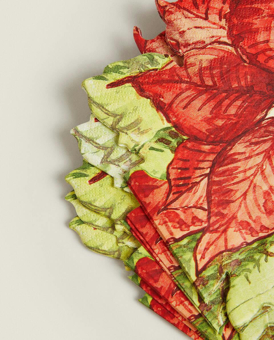 CONFEZIONE DI TOVAGLIOLI DI CARTA A FORMA DI POINSETTIA DI NATALE (CONFEZIONE DA 20) 