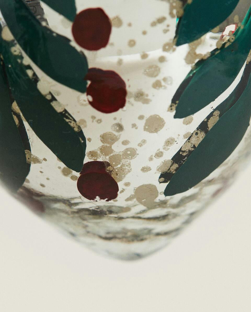 DECORAZIONE NATALIZIA CON FIORI IN VETRO MERCURIZZATO 