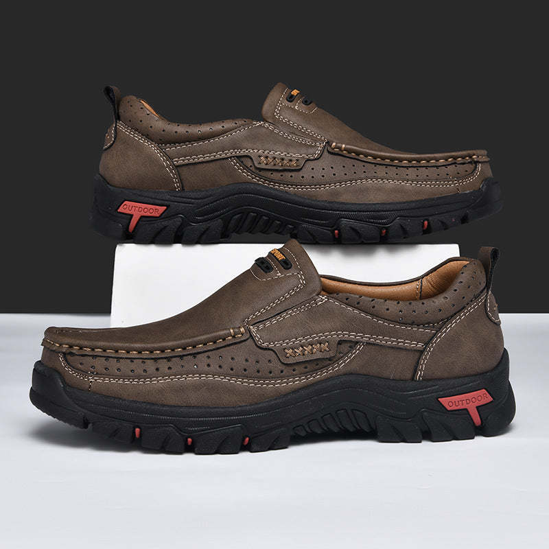 Men's Non-slip Walking Leather Lightweight Breathable Casual Loafers