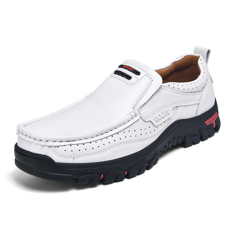 Men's Non-slip Walking Leather Lightweight Breathable Casual Loafers