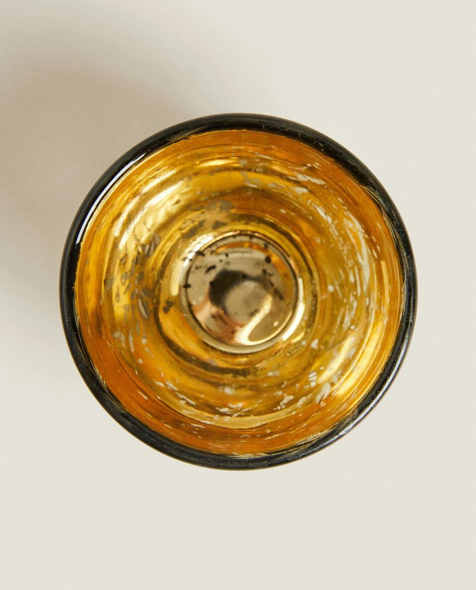 PORTAVELAS PEQUEÑO DE VIDRIO MERCURIADO PARA NAVIDAD 