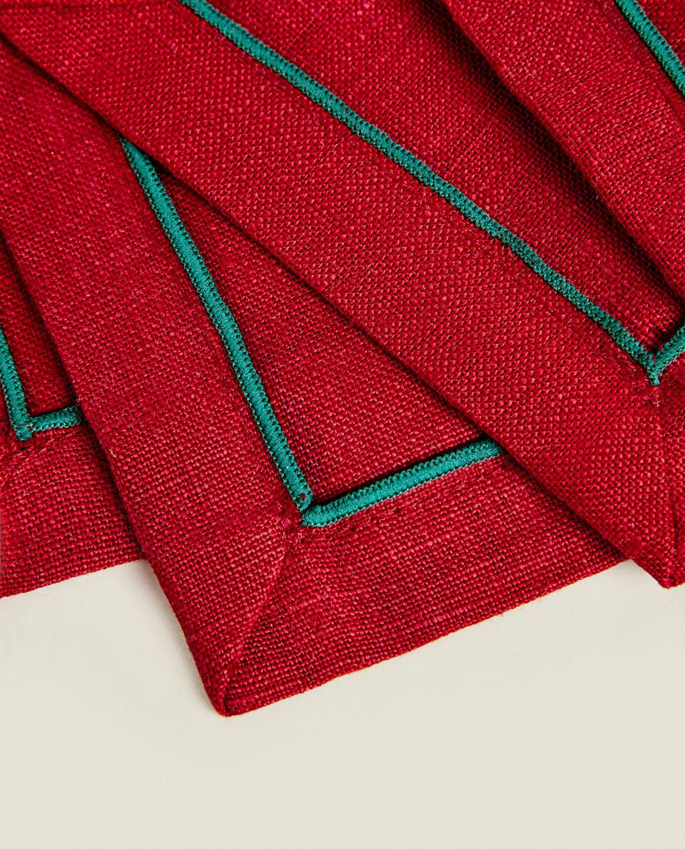 PACK OF LINEN CHRISTMAS COASTERS (PACK OF 2)