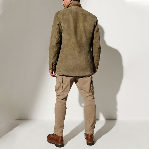 Men's Vintage Carlsbad Calfskin Leather Blazer With Merino Shearling Collar