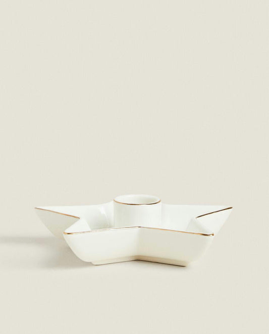 Candelabro grande de estrella navideña con borde 