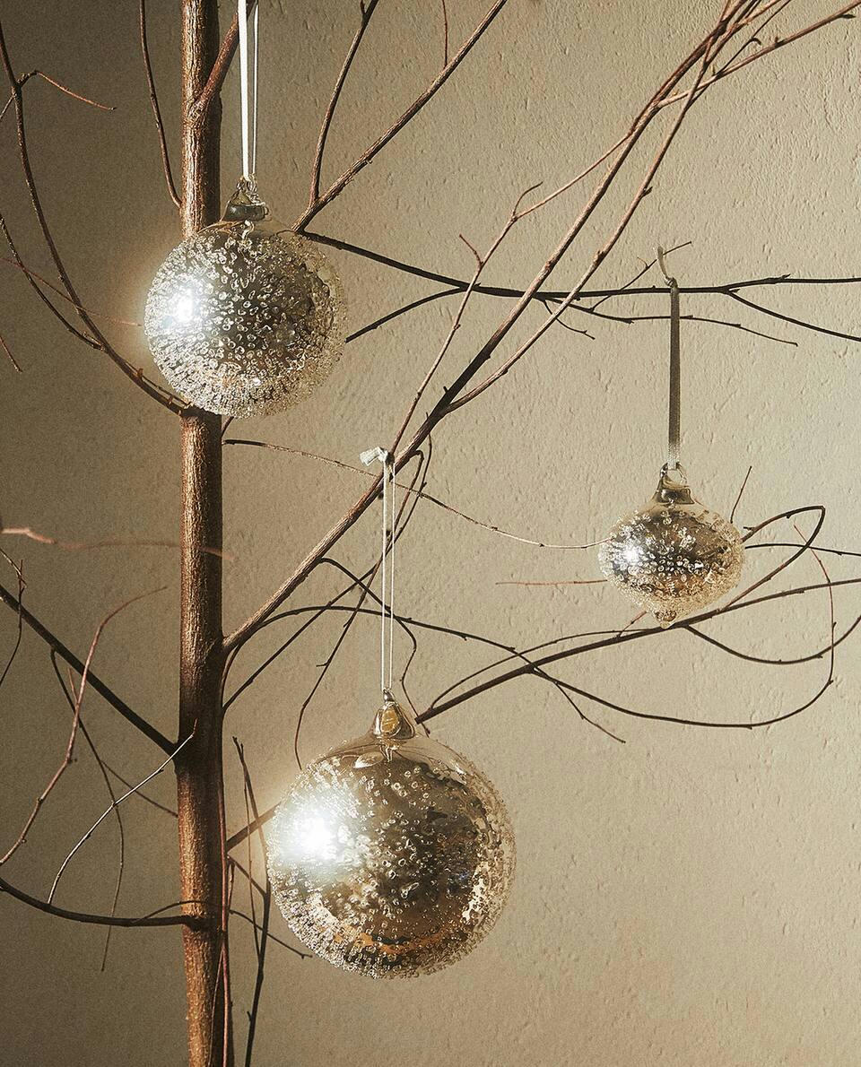 DECORACIÓN DE ARO NAVIDEÑO DE VIDRIO BRILLANTE 