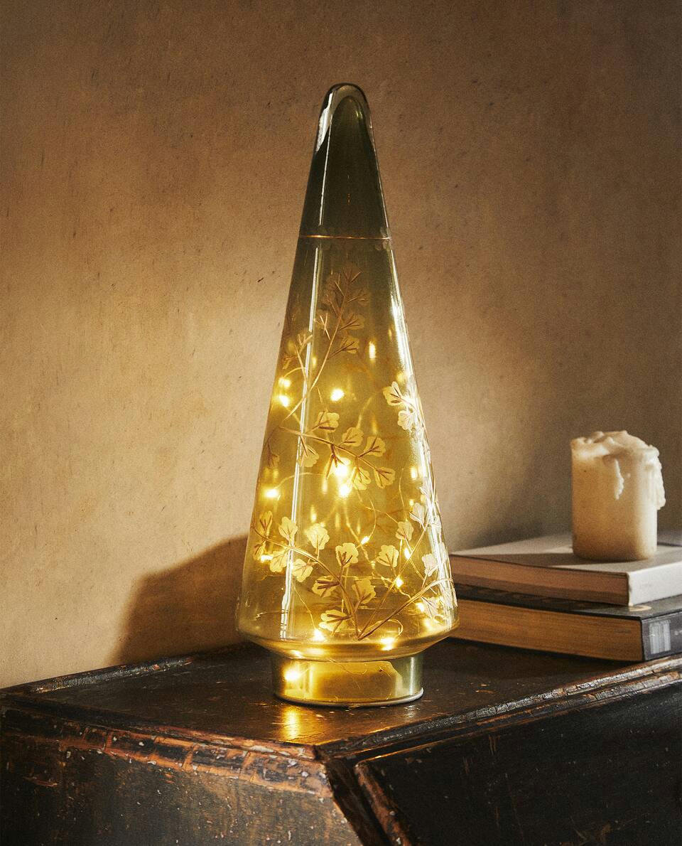 DECORACIÓN DE ÁRBOL DE NAVIDAD CON LUZ LED DE VIDRIO 