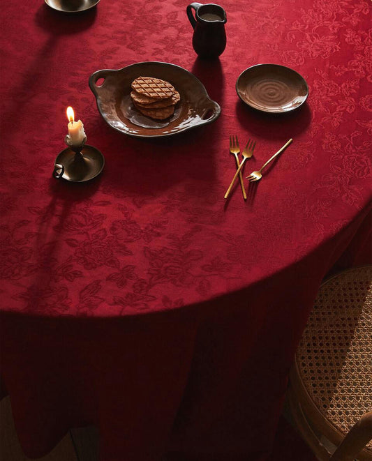 MANTEL JACQUARD FLORAL NAVIDEÑO 