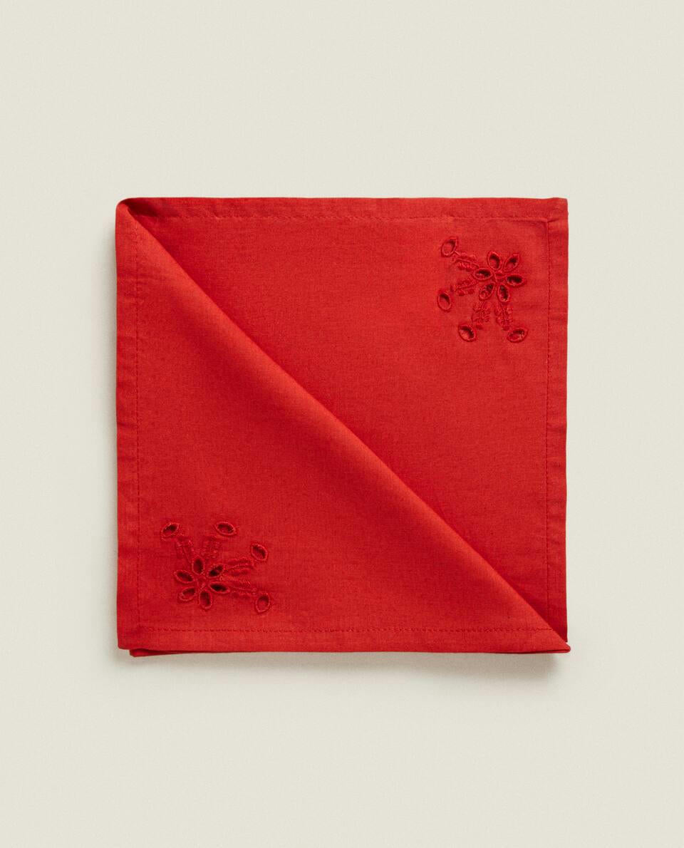 PACK OF EMBROIDERED COTTON CHRISTMAS NAPKINS (PACK OF 2)