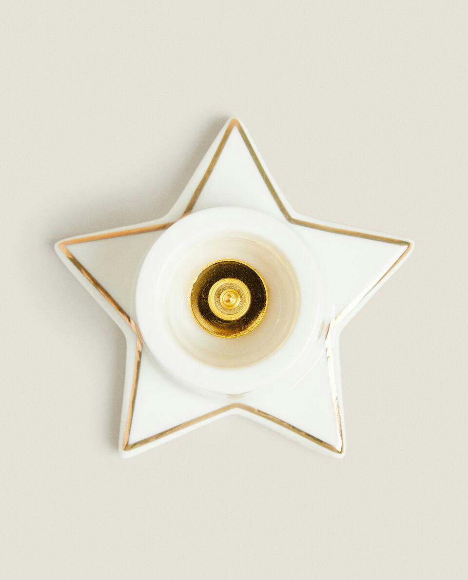 CANDELABRO PEQUEÑO DE NAVIDAD CON ESTRELLA Y BORDE