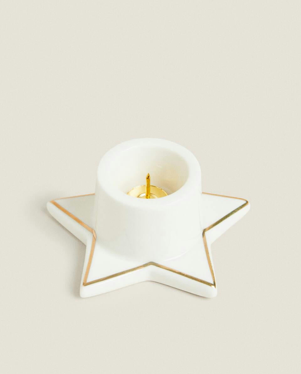 CANDELABRO PEQUEÑO DE NAVIDAD CON ESTRELLA Y BORDE