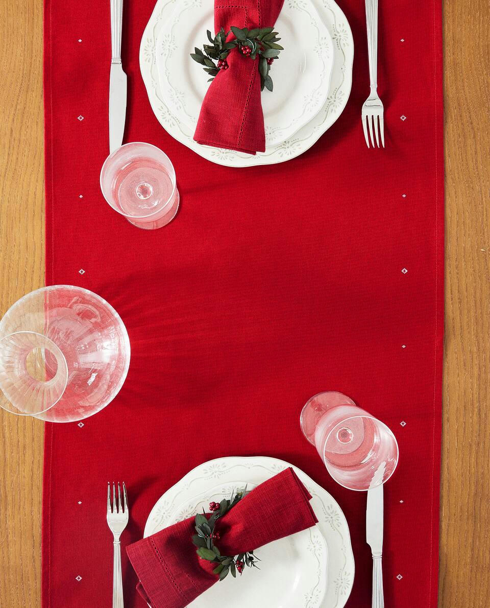 RUNNER DA TAVOLA IN COTONE CON BORDO NATALIZIO 