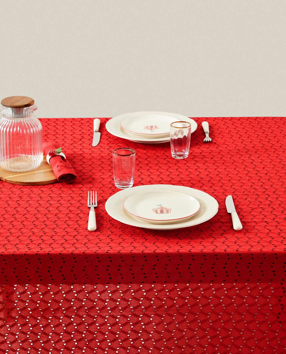 MANTEL NAVIDEÑO DE ALGODÓN BORDADO 