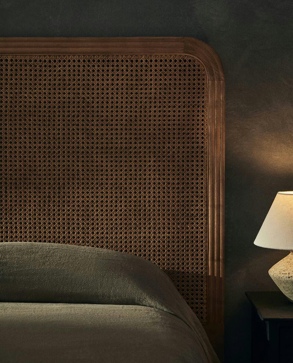 TESTIERA IN FRASSINO E RATTAN 